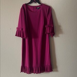 Glamour Magenta Midi Dress with Ruffle Details size 16